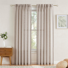 100% French Linen Curtain natural Flax linen sheer custom window curtains for the living room