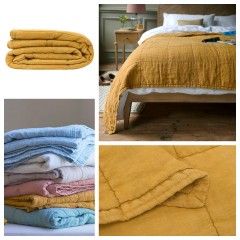 Double-sided 100% pure French flax/linen summer bed quilt set/Quilting Bedspread