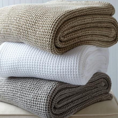 Bamboo Bed Blanket Soft Waffle Throw Blanket 100% Natural Queen king Size Blanket