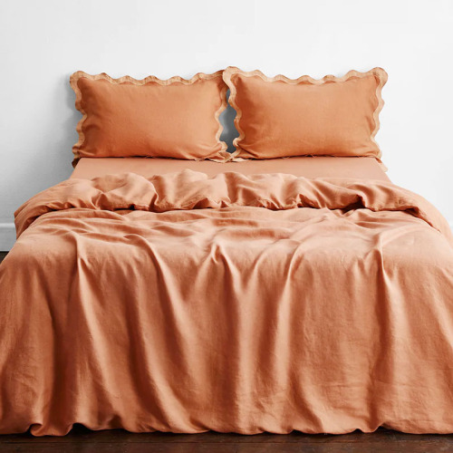 Wholesale Solid Color GOTS Certificate 100% European Flax Linen Bed Sheets Natural French Linen Duvet Cover Bedding Set