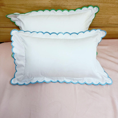 Baby Pillowcase Teddy Bear Decor Cushion | Cute Nursery Pillow Soft Bamboo Cotton Ruffle Pillow: Muslin Frill Cover Pillowcase