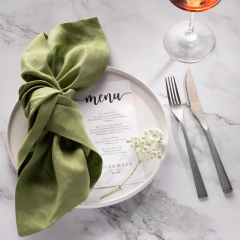 Simple Cloth Blush Wine Wedding Napkins Custom logo Embroidery Linen Soft Cocktail Restaurant Table Napkin Wedding