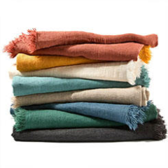 Hot Sell Fringed Pure Heavy Linen Blankets 100% French Flax Summer Throw Blanket Bed Cover