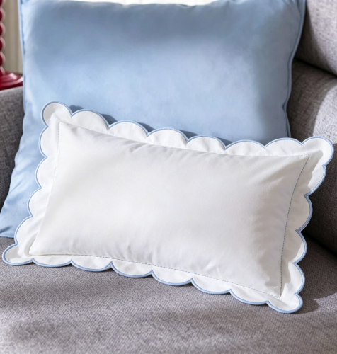 100% Pure Cotton Baby Pillowcase, Embroidered Scalloped Edge Nursery Pillow Cover