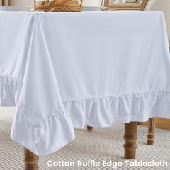 Cotton Tablecloth With Ruffle Edge Wholesale Custom Square Table Cloth Chic Cottage Party Wedding