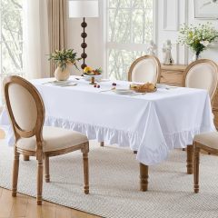 Cotton Tablecloth With Ruffle Edge Wholesale Custom Square Table Cloth Chic Cottage Party Wedding