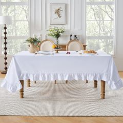 Cotton Tablecloth With Ruffle Edge Wholesale Custom Square Table Cloth Chic Cottage Party Wedding