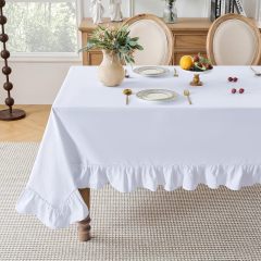 Cotton Tablecloth With Ruffle Edge Wholesale Custom Square Table Cloth Chic Cottage Party Wedding