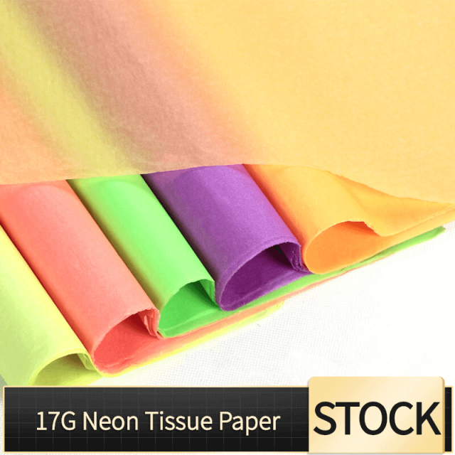 Stock 17gsm Neon Colored Tissue Paper Gift Wrap Packaging Wrapping