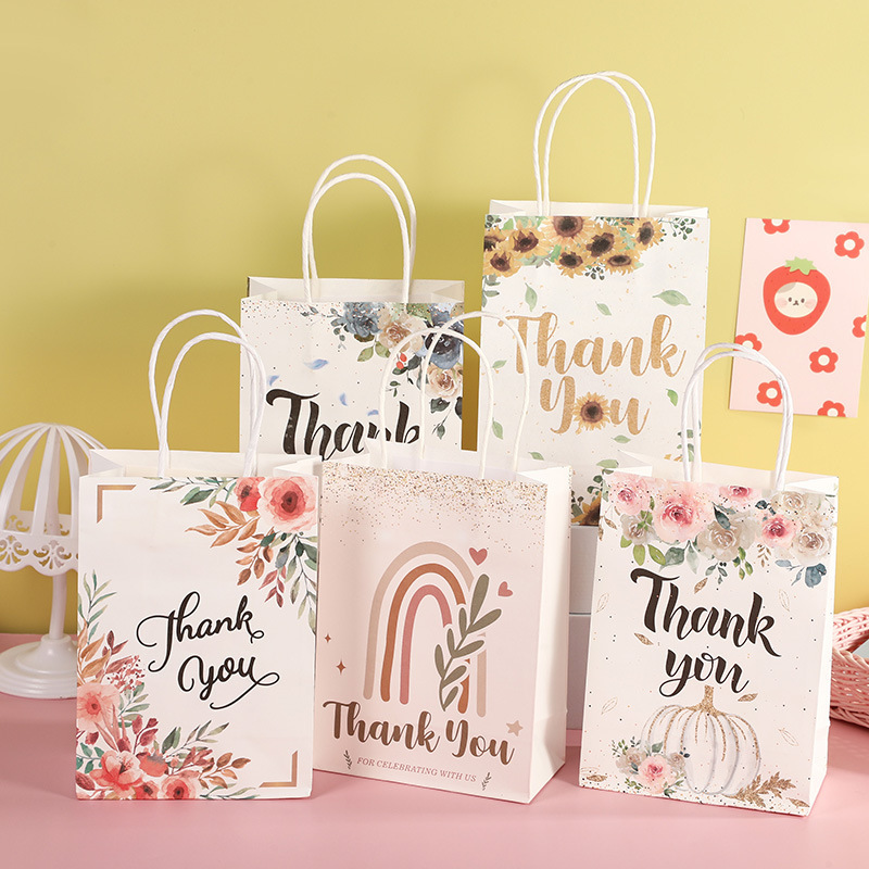 120gsm Kraft Paper Cartoon Bag Rose Shamrock Sunflower Gift Packaging