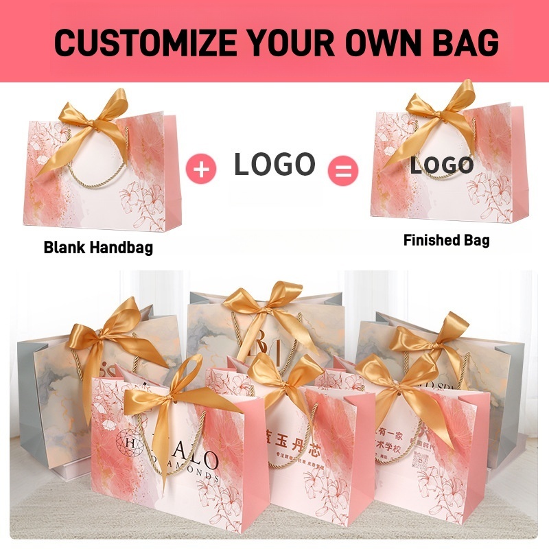 250gsm Ribbon Cosmetic Bag Bowknot Printed Shopping Bag Clothing Bag