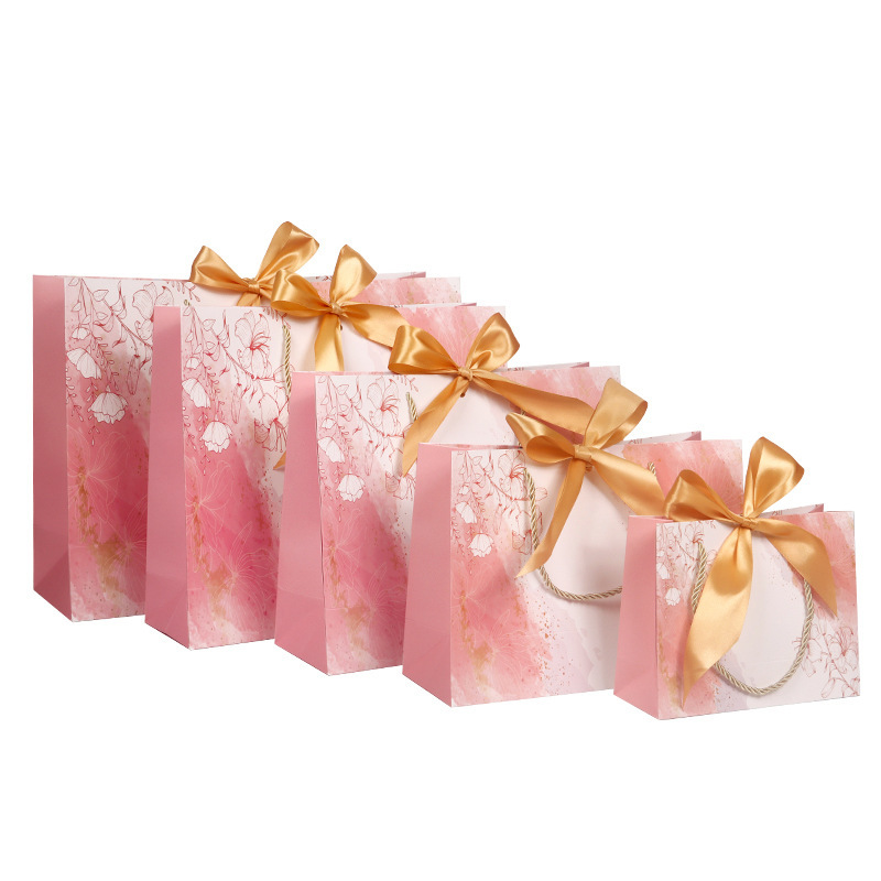 250gsm Ribbon Cosmetic Bag Bowknot Printed Shopping Bag Clothing Bag