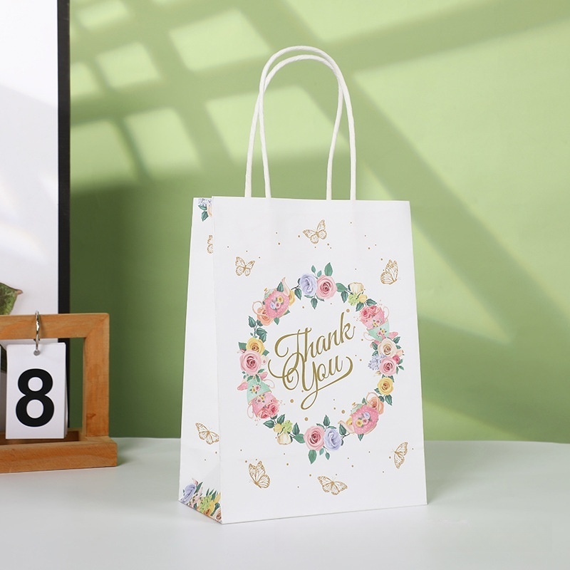 120gsm Kraft Paper Thank You Packaging Cute Floral Gift Bags