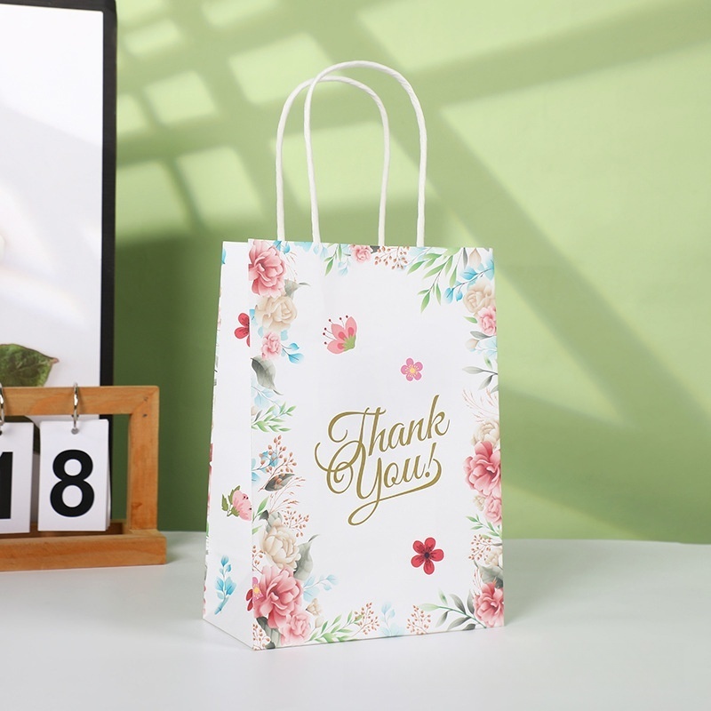 120gsm Kraft Paper Thank You Packaging Cute Floral Gift Bags