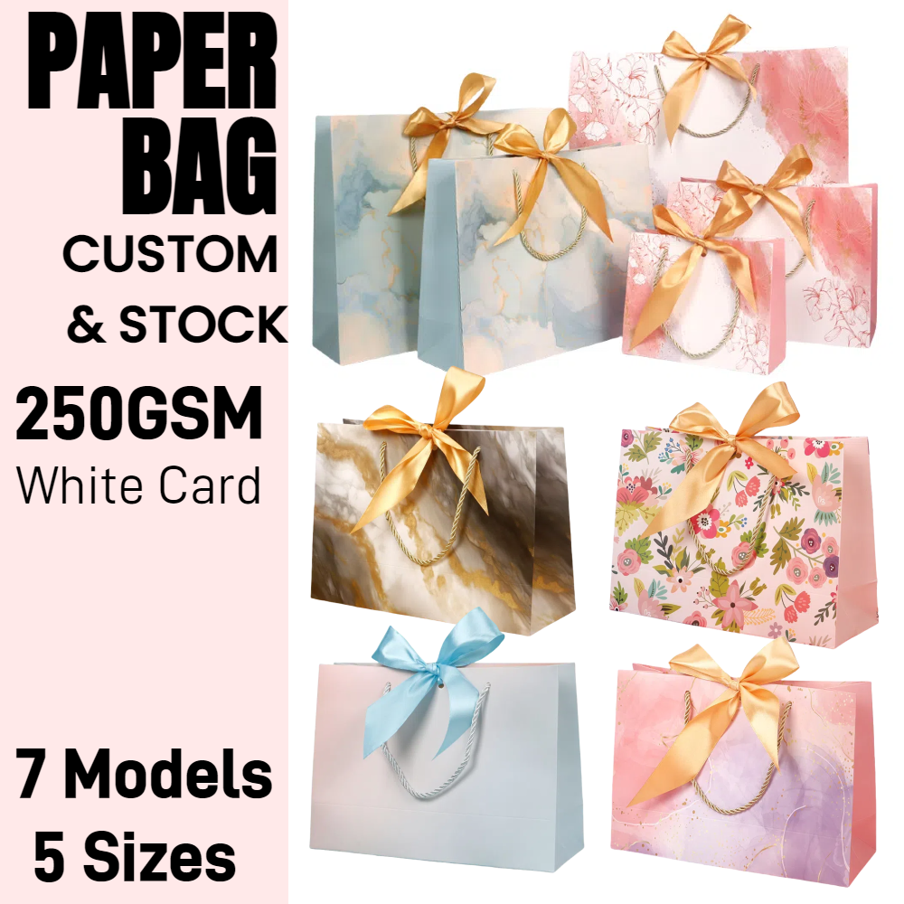 250gsm Ribbon Cosmetic Bag Bowknot Printed Shopping Bag Clothing Bag