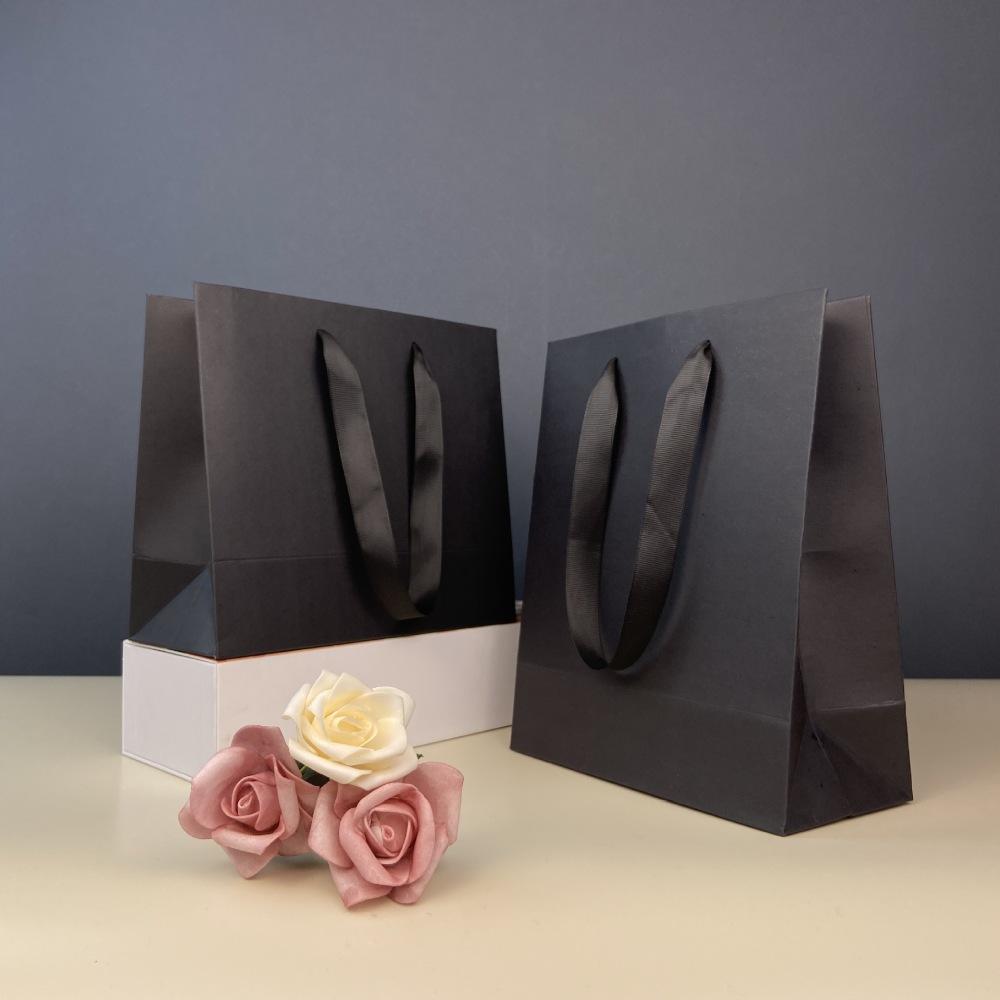 Shopping Paper Bag Border Printed Gift Bags Custom Stock 10 Colors