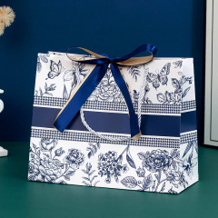 Blue Bag with Double Ribbon