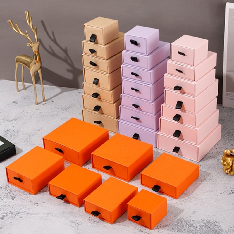 Black Handle Colored Jewelry Slide Drawer Box 13 Colors 8 Sizes
