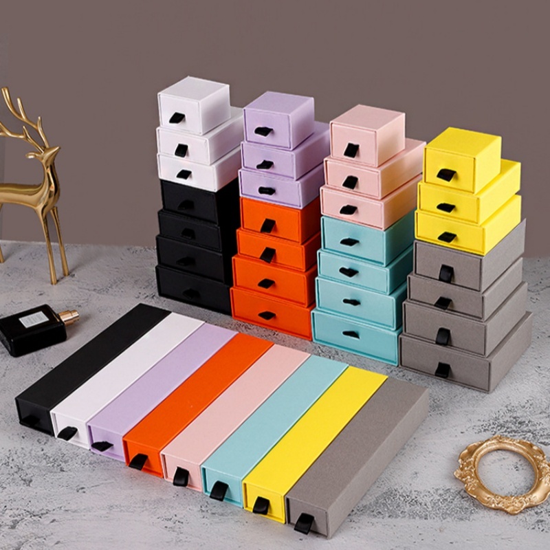 Black Handle Colored Jewelry Slide Drawer Box 13 Colors 8 Sizes