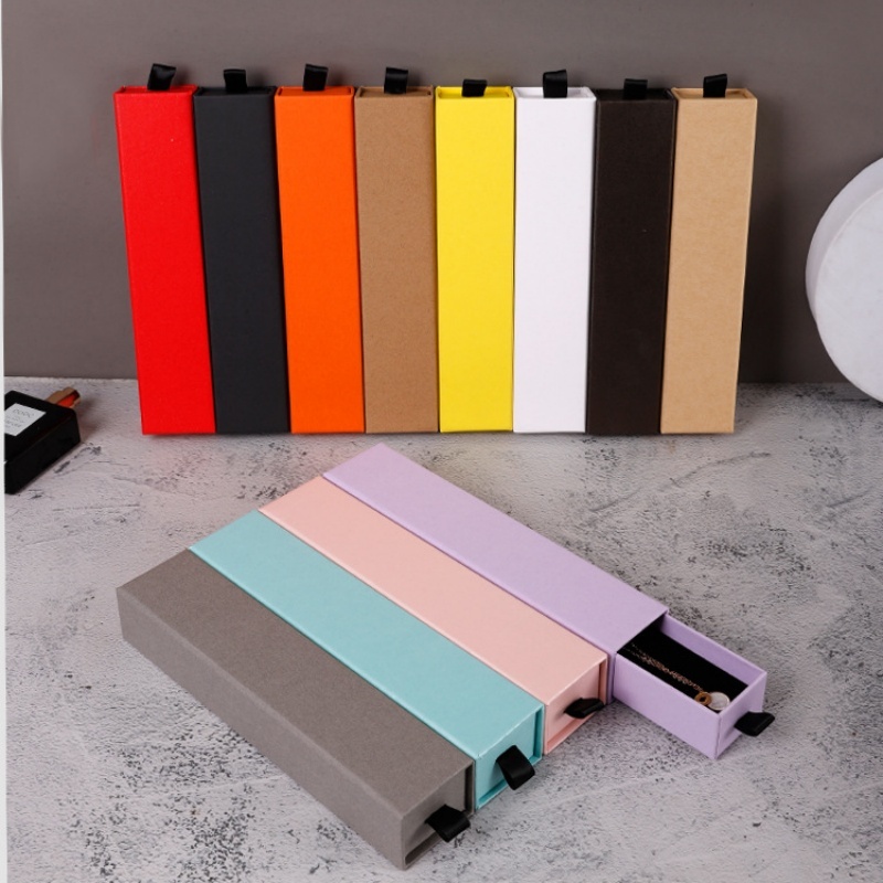 Black Handle Colored Jewelry Slide Drawer Box 13 Colors 8 Sizes