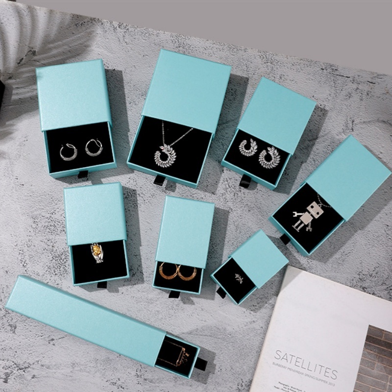 Black Handle Colored Jewelry Slide Drawer Box 13 Colors 8 Sizes