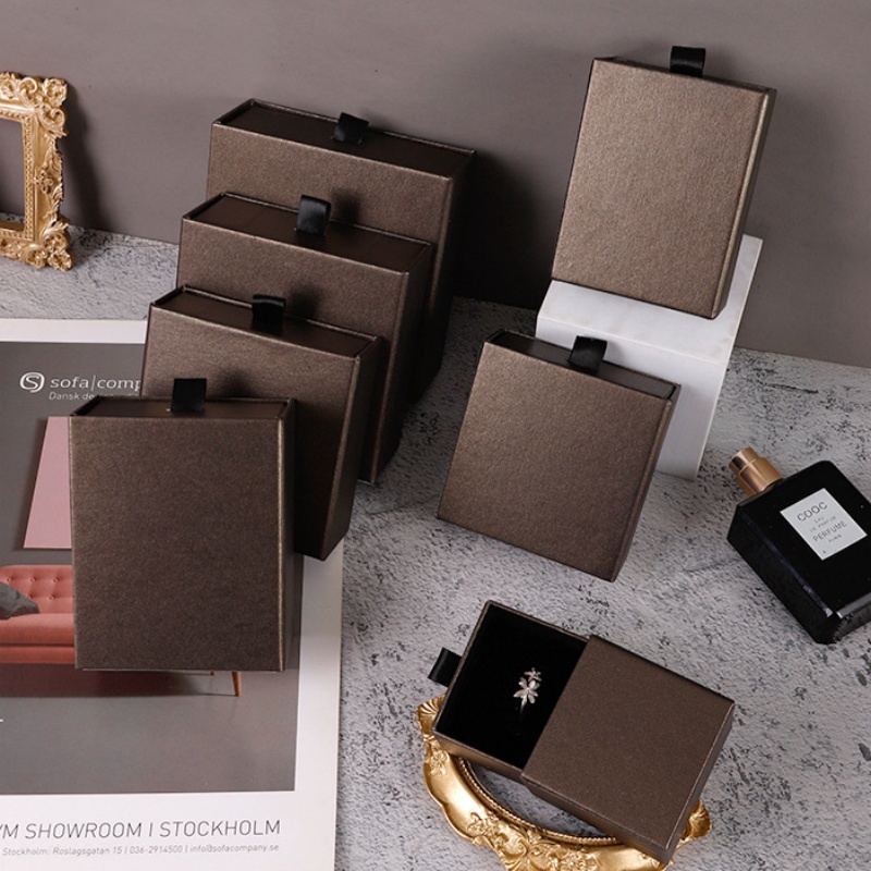 Black Handle Colored Jewelry Slide Drawer Box 13 Colors 8 Sizes