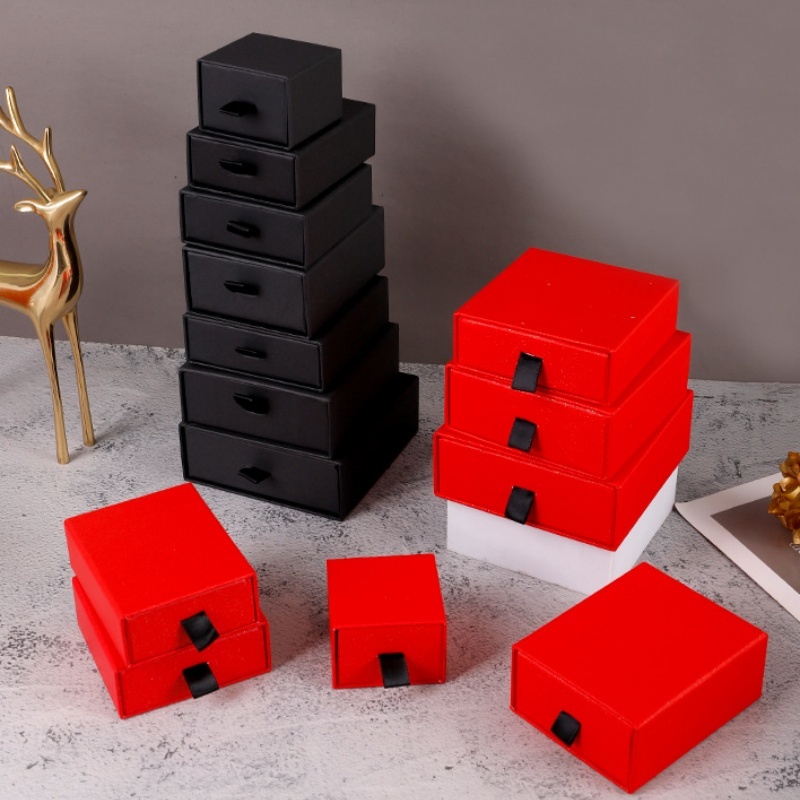 Black Handle Colored Jewelry Slide Drawer Box 13 Colors 8 Sizes