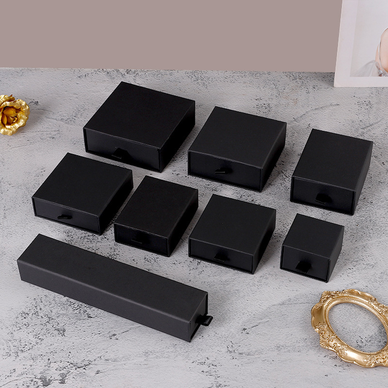Black Handle Colored Jewelry Slide Drawer Box 13 Colors 8 Sizes