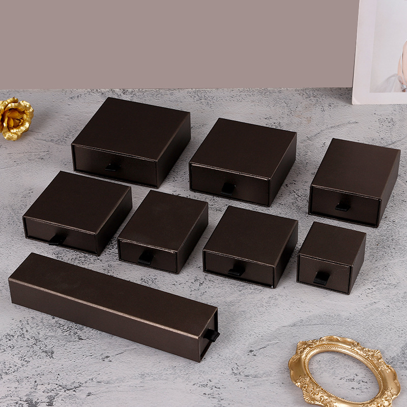 Black Handle Colored Jewelry Slide Drawer Box 13 Colors 8 Sizes