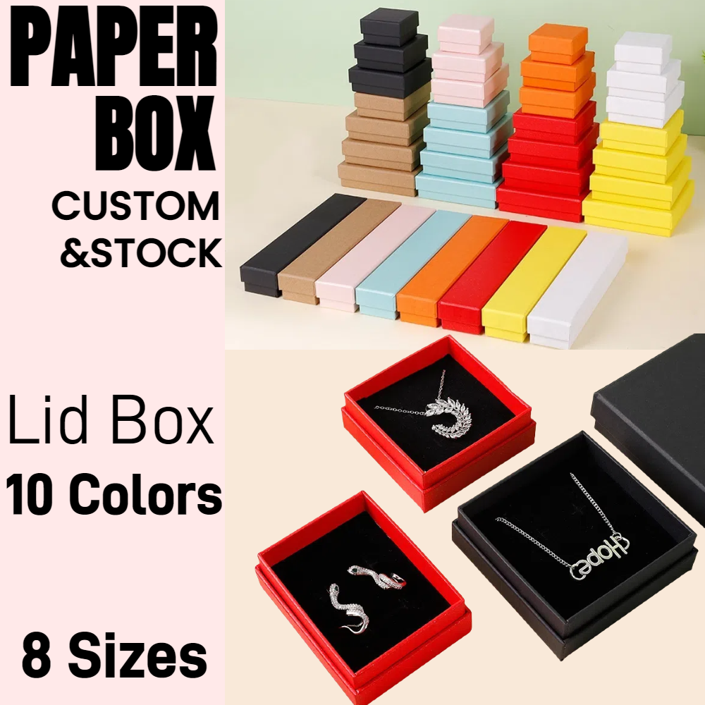 Colored Lid Box For Jewelry 10 Colors 8 Sizes