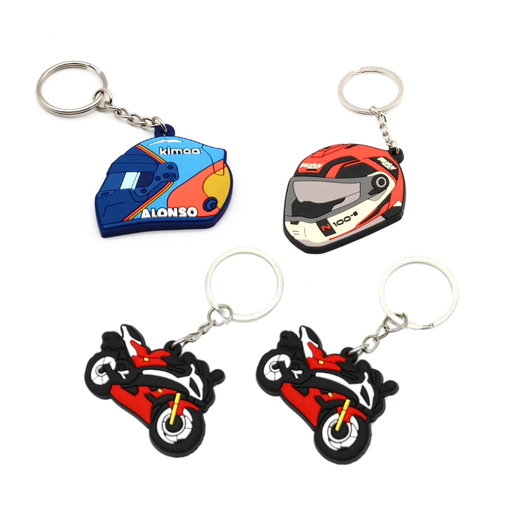 Free Sample OEM Promotional Gift Custom 2D Soft PVC keychain 3D Rubber Own Design Keyring Motorcycle Shape Key Chain