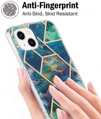 Anti-fingerprint electroplated IMD marble printed soft TPU phone case for iPhone 13 mini 13 pro max