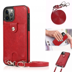 Crossbody strap PU leather fashion classic phone case for iPhone 12 13 pro max with the cardholder