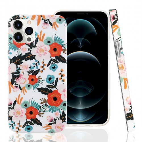 Flower classic full wrap IMD marble printed soft TPU phone case for iPhone 13 mini 13 pro max