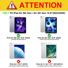 iPad Air 5th Generation Case TinKon iPad Air 4th/5th Case 10.9 inch 2022/2020 (A2588 A2589 A2591 A2316 A2324 A2325 A2072) Support Touch ID with Hard Back Shell/Pencil Holder/Auto Sleep Wake Black