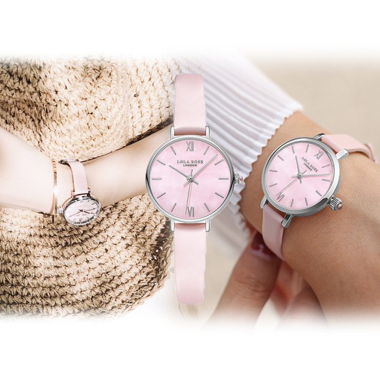 Lola Rose London Pink Face Leather Strap Watch-LR2035