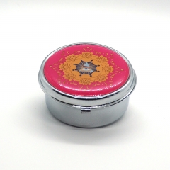 Mini portion snus box, Steel & Crystal Epoxy,Golden Flower and Mystic Eye