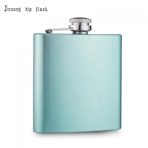 shipping free 6oz glittler  light blue  hip flask logo can be engraved