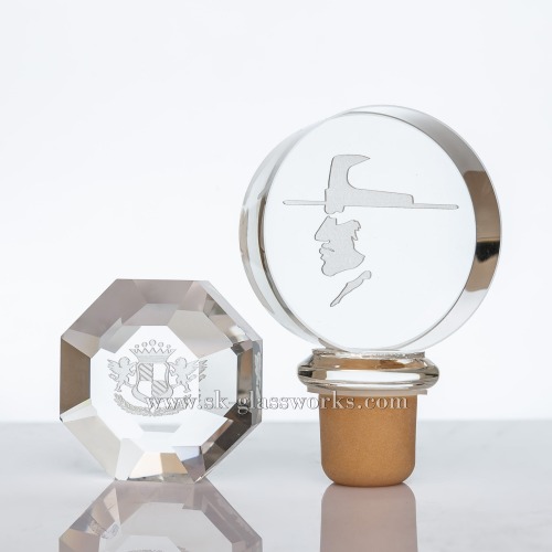 Laser Engraving Crystal Glass Cap With Sythetic Cork Suitable For Bartop/Cork Top