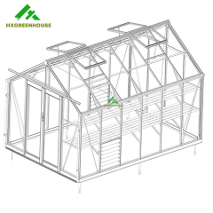 EXTRA STRONG glass greenhouse 12x8FT HX98126