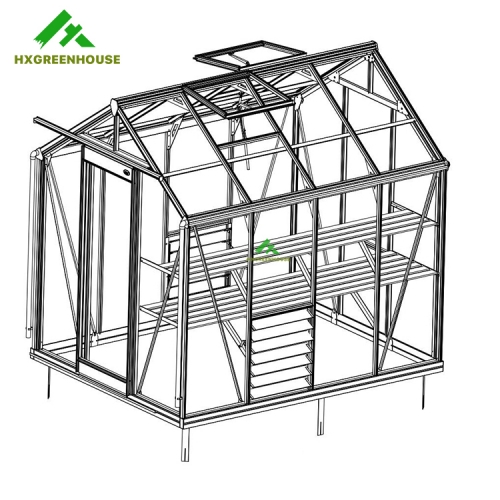 EXTRA STRONG glass greenhouse 8X6FT HX98124