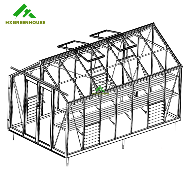 EXTRA STRONG glass greenhouse 14x8FT HX98127