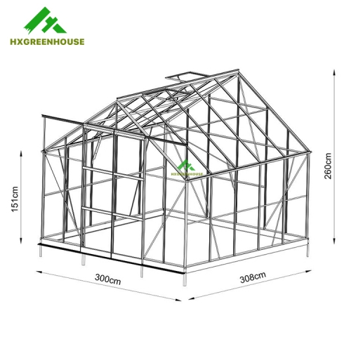 Spring clips glass greenhouse 10x10FT HX75135