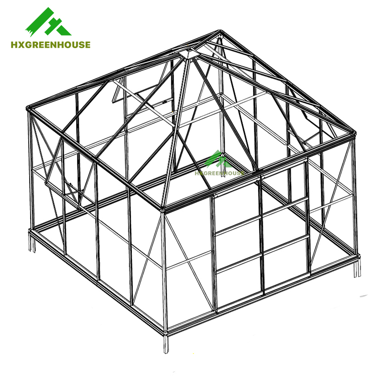 Сверхпрочная стеклянная теплица 16X12FT HX98148