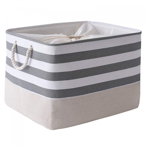 Grey&White Stripes Storage baskets （20.5L×15.7W×13.8H）