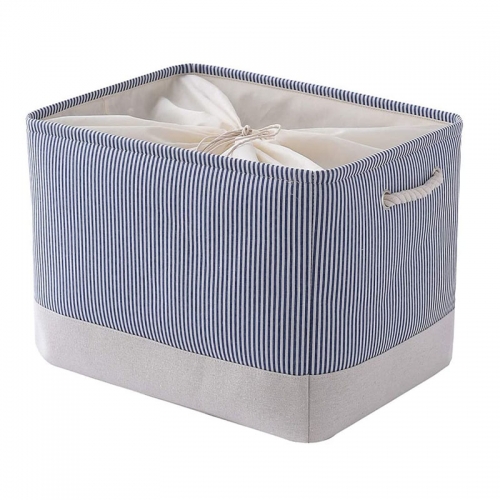 Blue Stripe Fabric Storage Basket （20.5L x 15.7 Wx 13.8H）