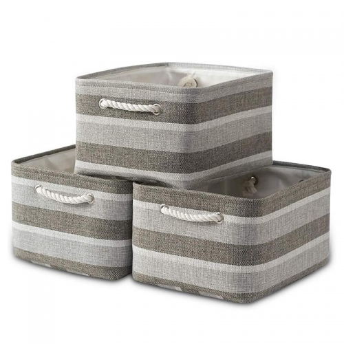 Gray stripes storage basket