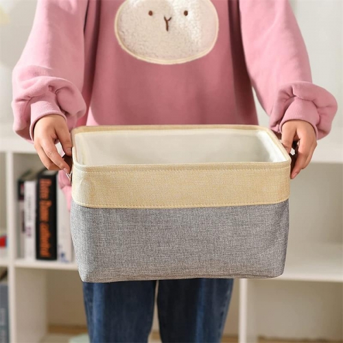 Beige Gray storage basket (15.7L×11.8W×8.3H）