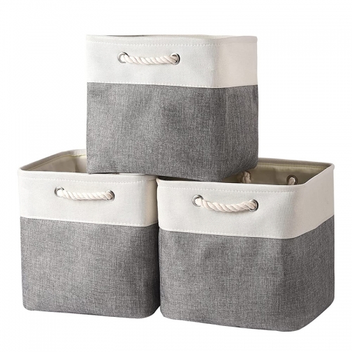 [3-Pack] White Gray storage basket （11.8L×11.8W×11.8H）