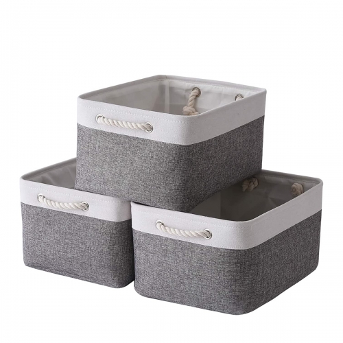 White Gray Decorative Baskets (3-pack, 15.7L*11.8W*8.3H)
